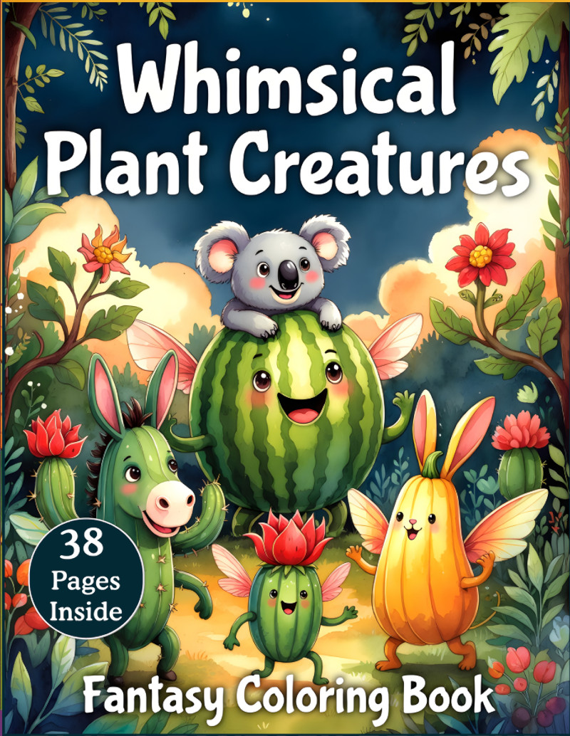 Whimsical Plant Creatures: A Fantasy Coloring Book cover