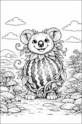 Black and white sample: Watermelon Koala