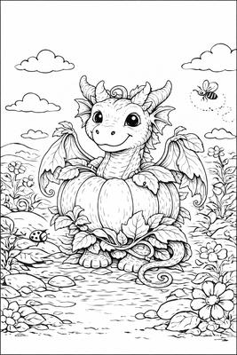 Black and white sample: Pumpkin Dragon