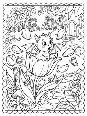Black and white sample: Tulip Bed Wake-Up