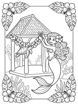 Black and white sample: Tropical Mermaid Village Hawaii