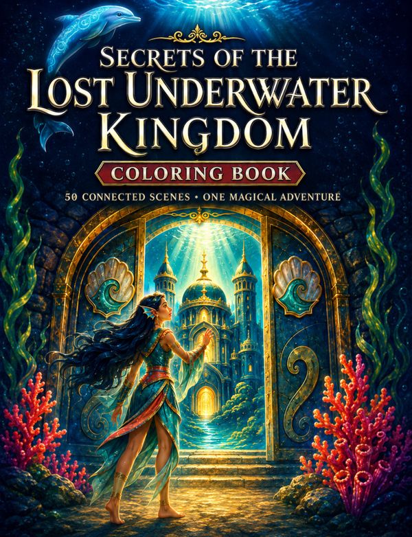 Secrets of the Lost Underwater Kingdom Coloring Book cover