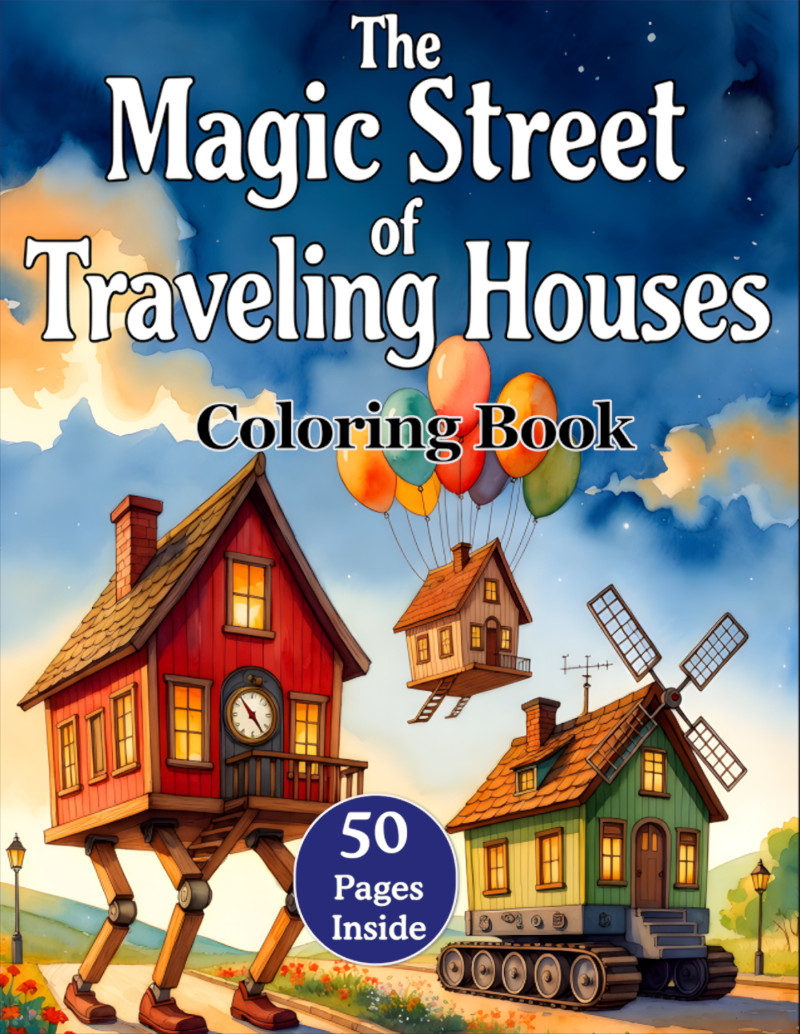 The Magic Street of Traveling Houses: Coloring Book cover